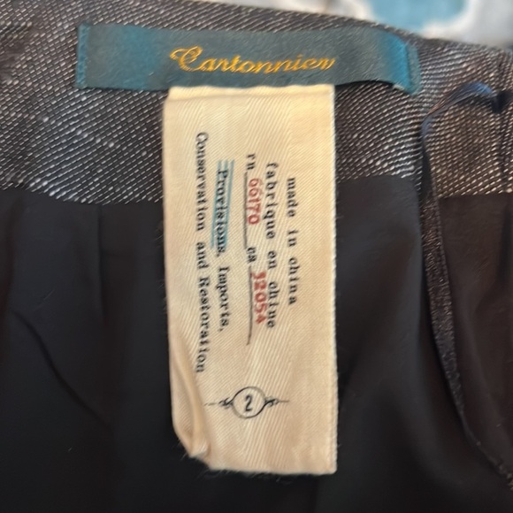 Anthropologie Cartonnier Ruched Knee Length Pencil Skirt, Black & Gray - size 2 - Picture 2 of 7